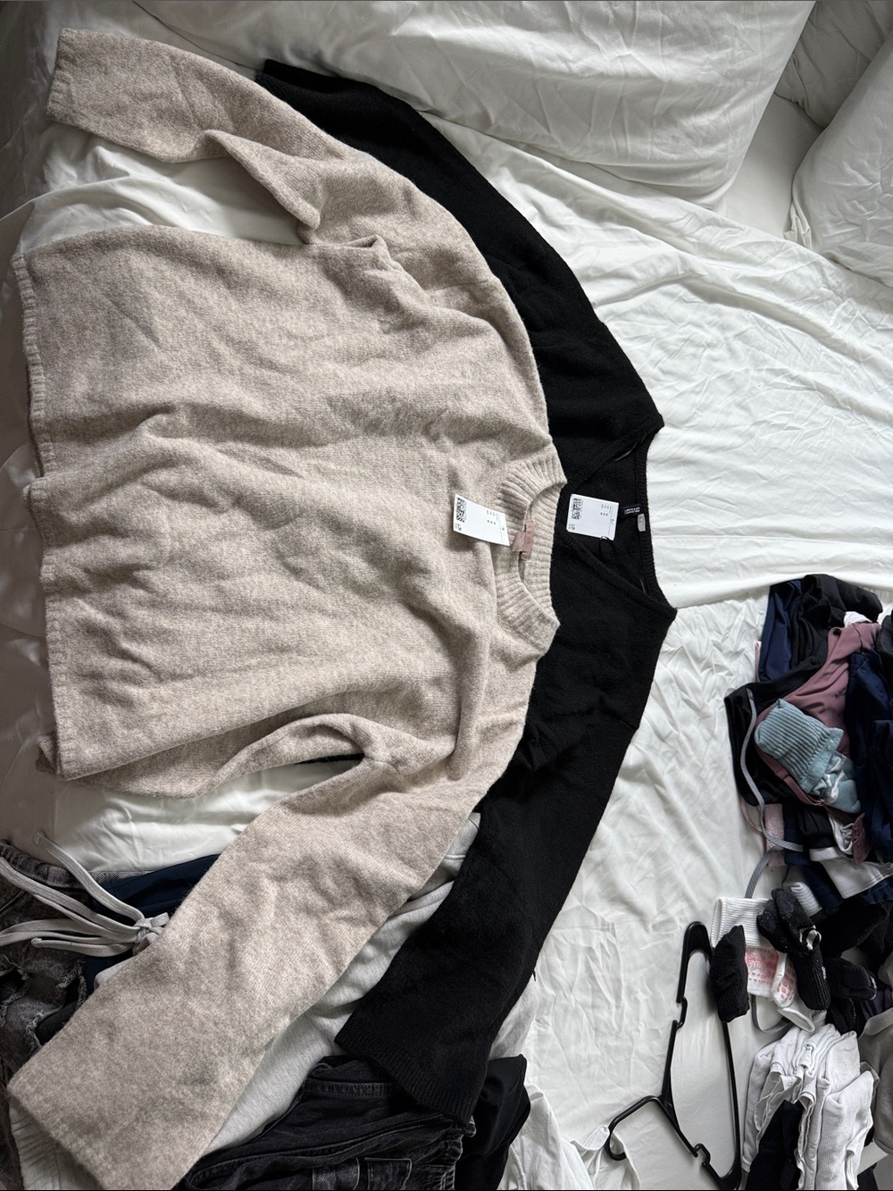 H&M Men's Crewneck Sweaters in Black and Light Beige